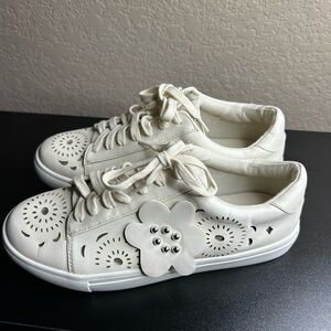 White Floral Cutout Sneakers Sz 7.5M